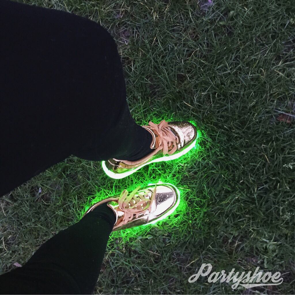 Partyshoe Gold LED Green