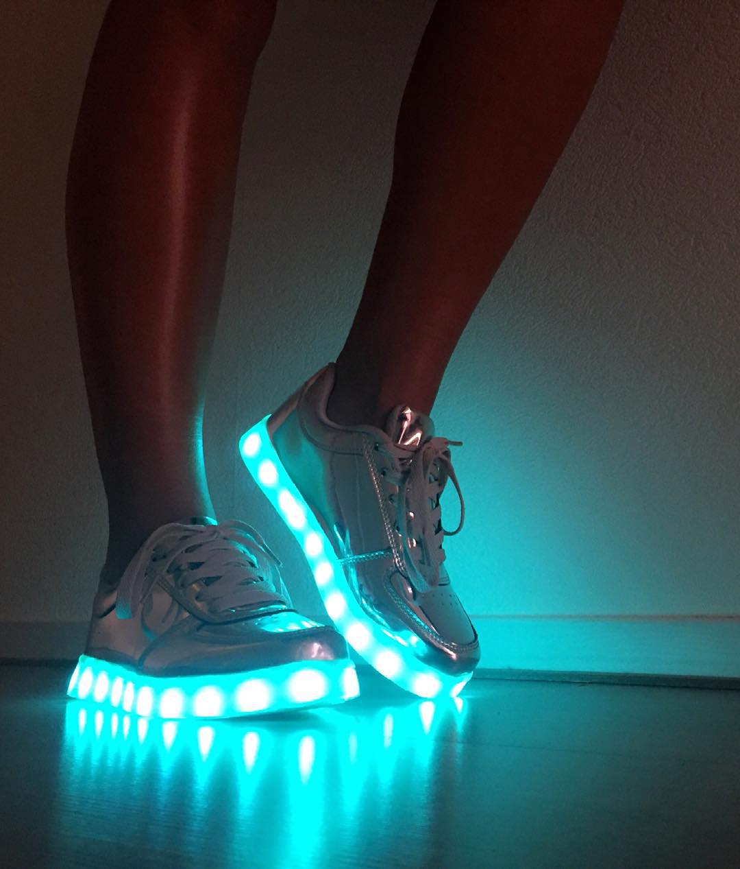 Partyshoes Silver LED Blue